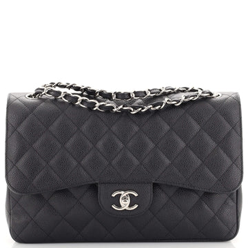 Chanel Classic Double Flap Bag Quilted Caviar Jumbo