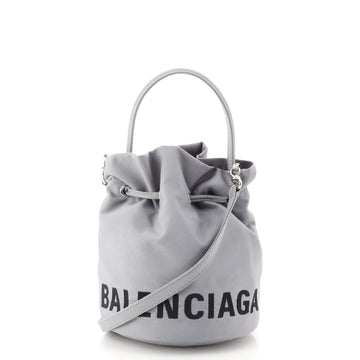 Balenciaga Wheel Drawstring Bucket Bag Nylon XS