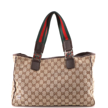 Gucci Web Handle Buckle Tote GG Canvas Large