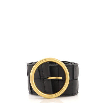 Bottega Veneta Circular Buckle Belt Maxi Intrecciato Leather Wide