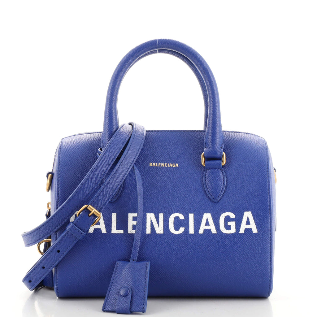 Balenciaga Logo Ville Bowling Bag Leather Small Blue 1904731