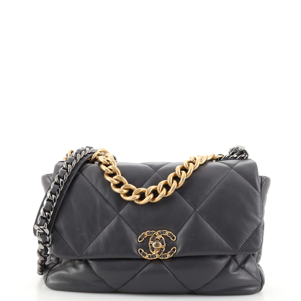 Chanel 19 Flap Bag Quilted Lambskin Large Gray 1904741