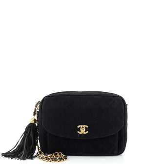 Chanel Vintage Front Pocket Camera Bag Quilted Suede Medium