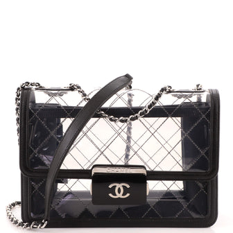 Chanel Beauty Lock Flap Bag Quilted PVC With Lambskin Large