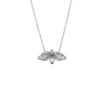 Tiffany & Co. Paper Flowers Firefly Pendant Necklace Platinum with Diamonds and Aquamarine Small