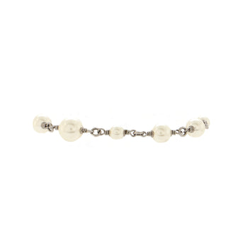 CC Charm Pearl Bracelet Faux Pearls and Crystal Embellished Metal