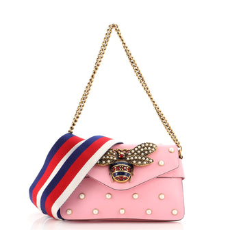 Gucci Embellished Leather Shoulder Bag in Pink