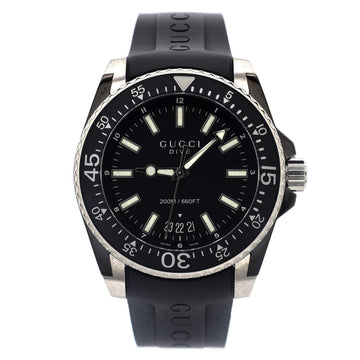 Gucci Dive 200M Quartz Watch Stainless Steel and Rubber 45