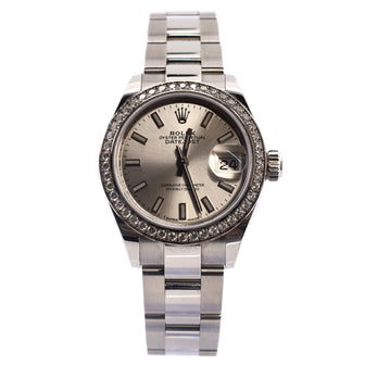 Rolex Oyster Perpetual Datejust Automatic Watch Stainless Steel and White Gold with Diamond Bezel 28