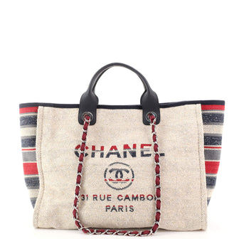Deauville Tote Canvas with Striped Detail Medium