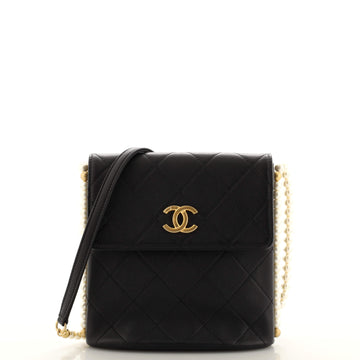 Chanel About Pearls Flap Hobo Quilted Calfskin Small