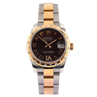 Rolex Oyster Perpetual Datejust Automatic Watch Stainless Steel and Rose Gold with Diamond Scattered Bezel and Diamond VI Numeral 31