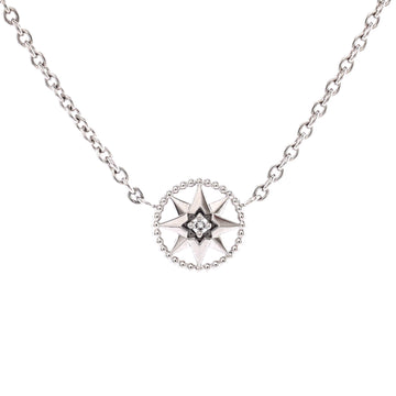 Christian Dior Rose des Vents Pendant Necklace 18K White Gold with Diamond XS