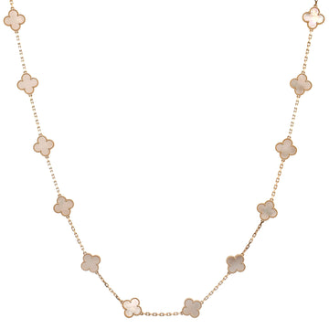 Vintage Alhambra 20 Motifs Necklace 18K Yellow Gold and Mother of Pearl