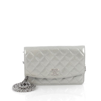 Chanel Brilliant Wallet on Chain Quilted Patent Gray