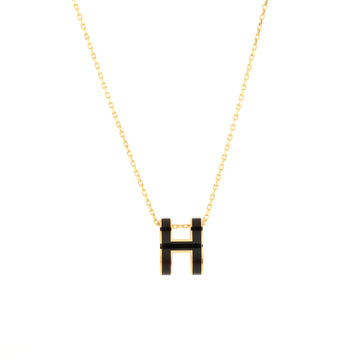 Hermes Pop H Pendant Chain Necklace Metal and Enamel Mini