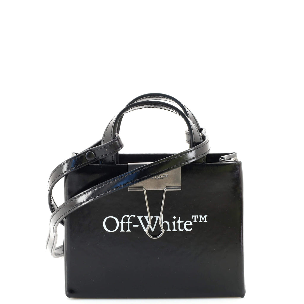 Off-White Black Leather Mini Box Tote Off-White