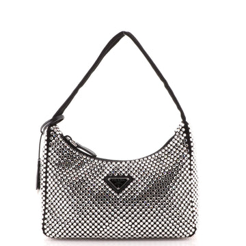 Prada Re-Edition 2000 Hobo Crystal Embellished Satin Mini