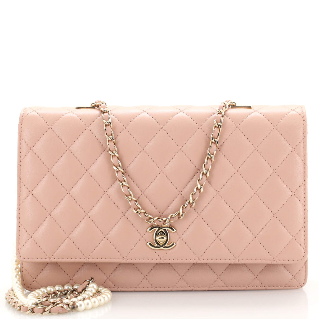 Chanel Fantasy Pearls Flap Bag Quilted Lambskin Large Pink 1907061