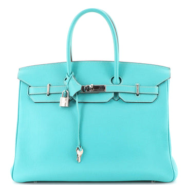 Hermes Birkin Handbag Blue Togo with Palladium Hardware 35