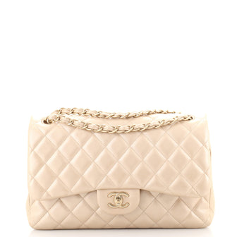 Chanel Classic Double Flap Bag Quilted Metallic Lambskin Jumbo
