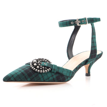 Christian Dior Women's Gang Ankle Strap Pumps Tartan Check Wool