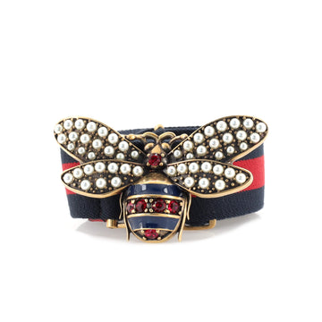 Gucci Queen Margaret Bee Belt Canvas Wide