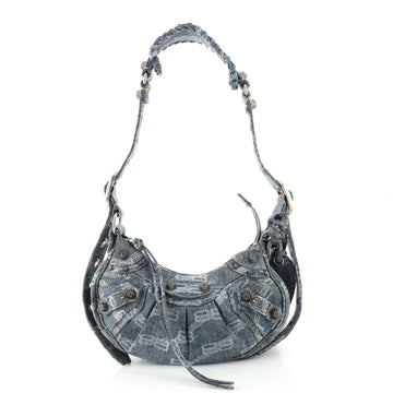 Balenciaga Le Cagole Giant Studs Shoulder Bag BB Denim XS
