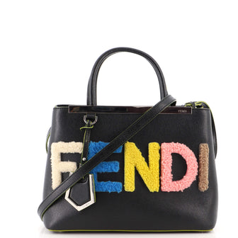 Fendi 2Jours Logo Bag Shearling and Leather Petite