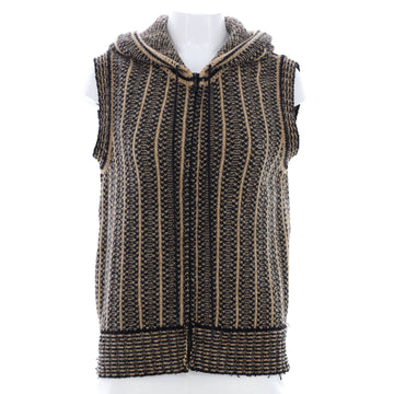 Chanel Women's Vintage Zip Up Hooded Vest Wool Blend