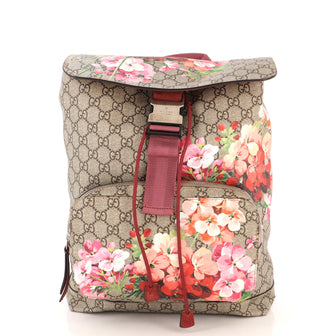 Gucci Buckle Backpack Blooms Print GG Coated Canvas Medium