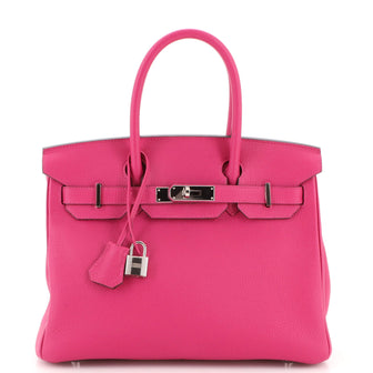 Hermes Birkin Handbag Pink Togo with Palladium Hardware 30