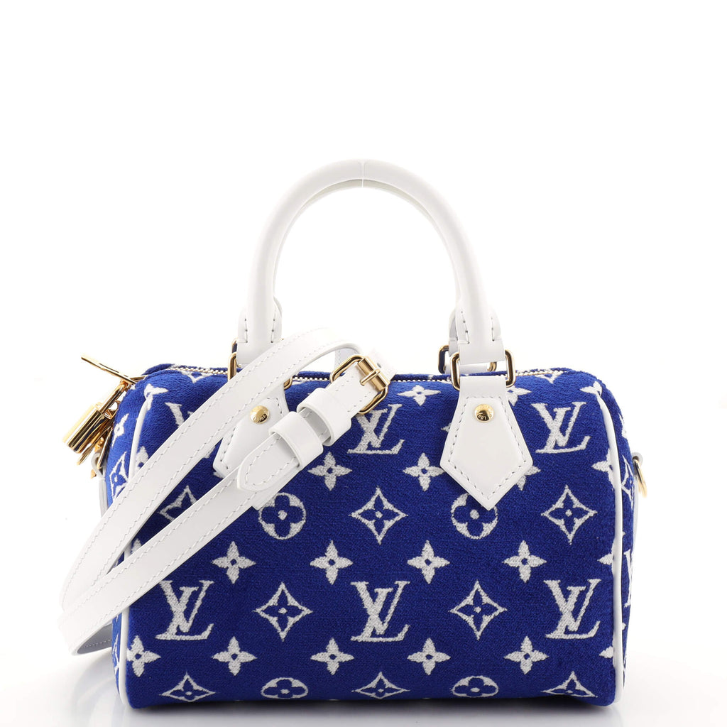 Louis Vuitton Speedy Bandouliere 20 Blue in Velvet/Leather with