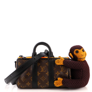 Louis Vuitton Keepall Bandouliere Bag Monogram Canvas with LV Friends Plush Monkey XS
