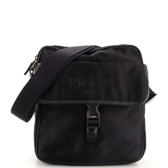 Prada Logo Flap Messenger Bag Tessuto Small