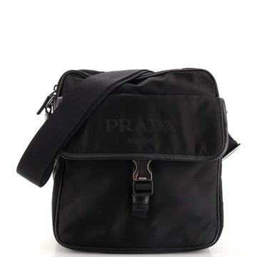 Prada Logo Flap Messenger Bag Tessuto Small