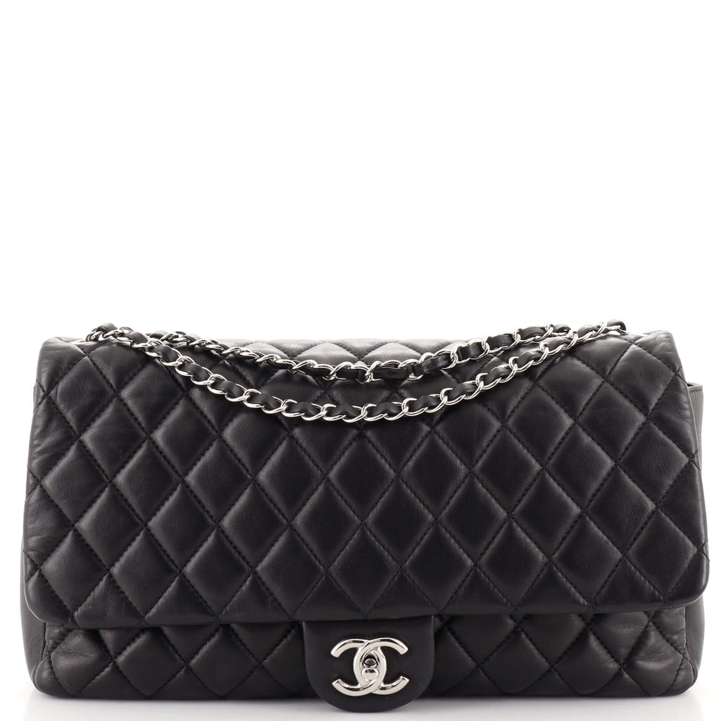 Chanel Coco Rain Flap Bag Quilted Lambskin Jumbo Black 19077639
