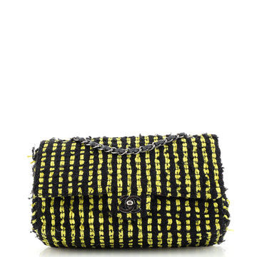 Chanel Classic Double Flap Bag Tweed and Ribbon Medium