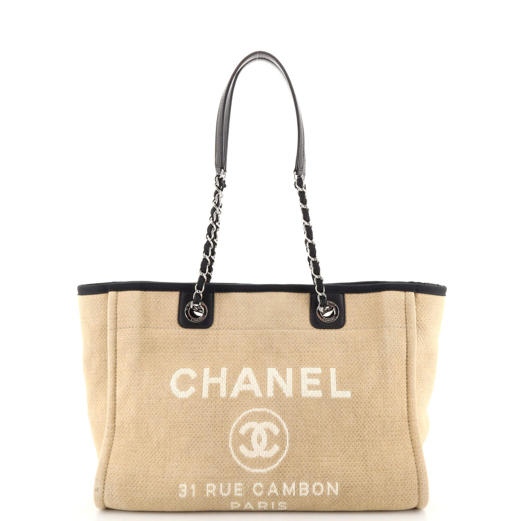 Chanel Deauville Tote Canvas Small Neutral 19077671