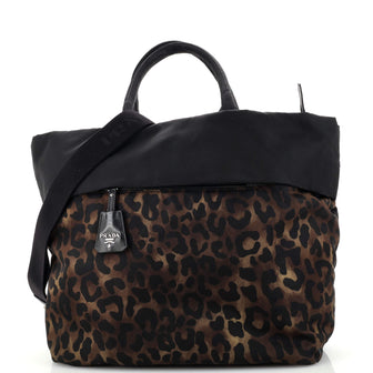 Prada Convertible Double Tote Printed Tessuto