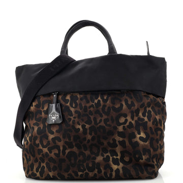 Prada Convertible Double Tote Printed Tessuto