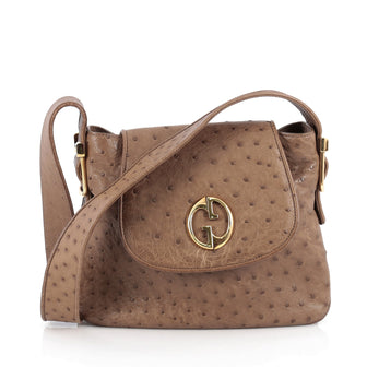Gucci 1973 Shoulder Bag Ostrich Medium Brown