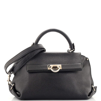 Salvatore Ferragamo Sofia Satchel Pebbled Leather Medium