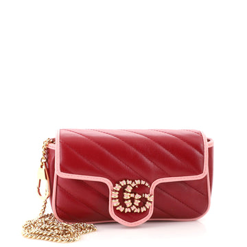Gucci GG Marmont Flap Bag Diagonal Quilted Leather Super Mini