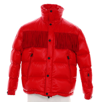 Moncler Men's Pourri Fringed Puffer Jacket Quilted Polyamide with Down