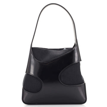 Salvatore Ferragamo Cut Out Shoulder Bag Leather and Canvas Small