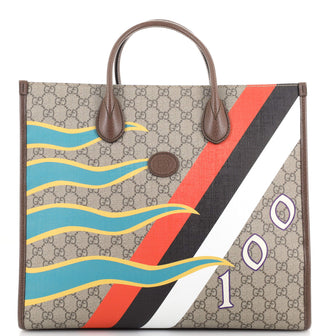 Gucci Interlocking G Patch Convertible Tote Printed GG Coated Canvas Medium