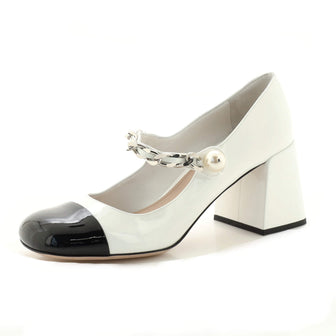 Miu Miu Women's Pearl Chain Strap Pumps Patent