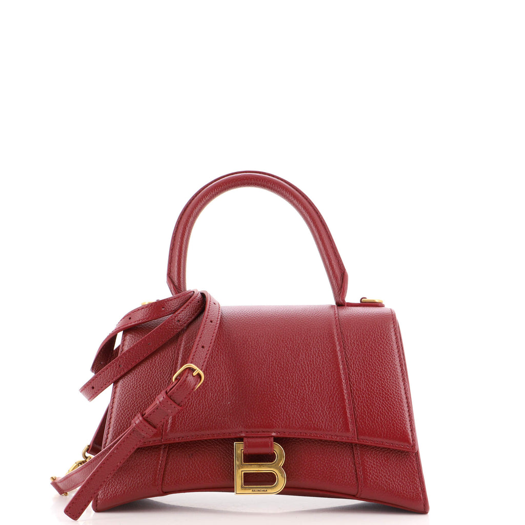 BALENCIAGA Hourglass Small Handbag In Dark Red, For Women, Women