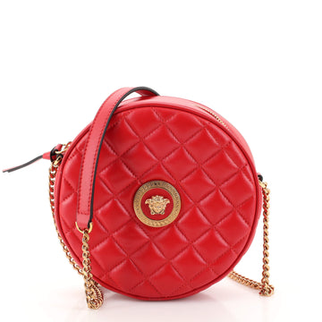 Versace La Medusa Round Camera Bag Quilted Leather Small